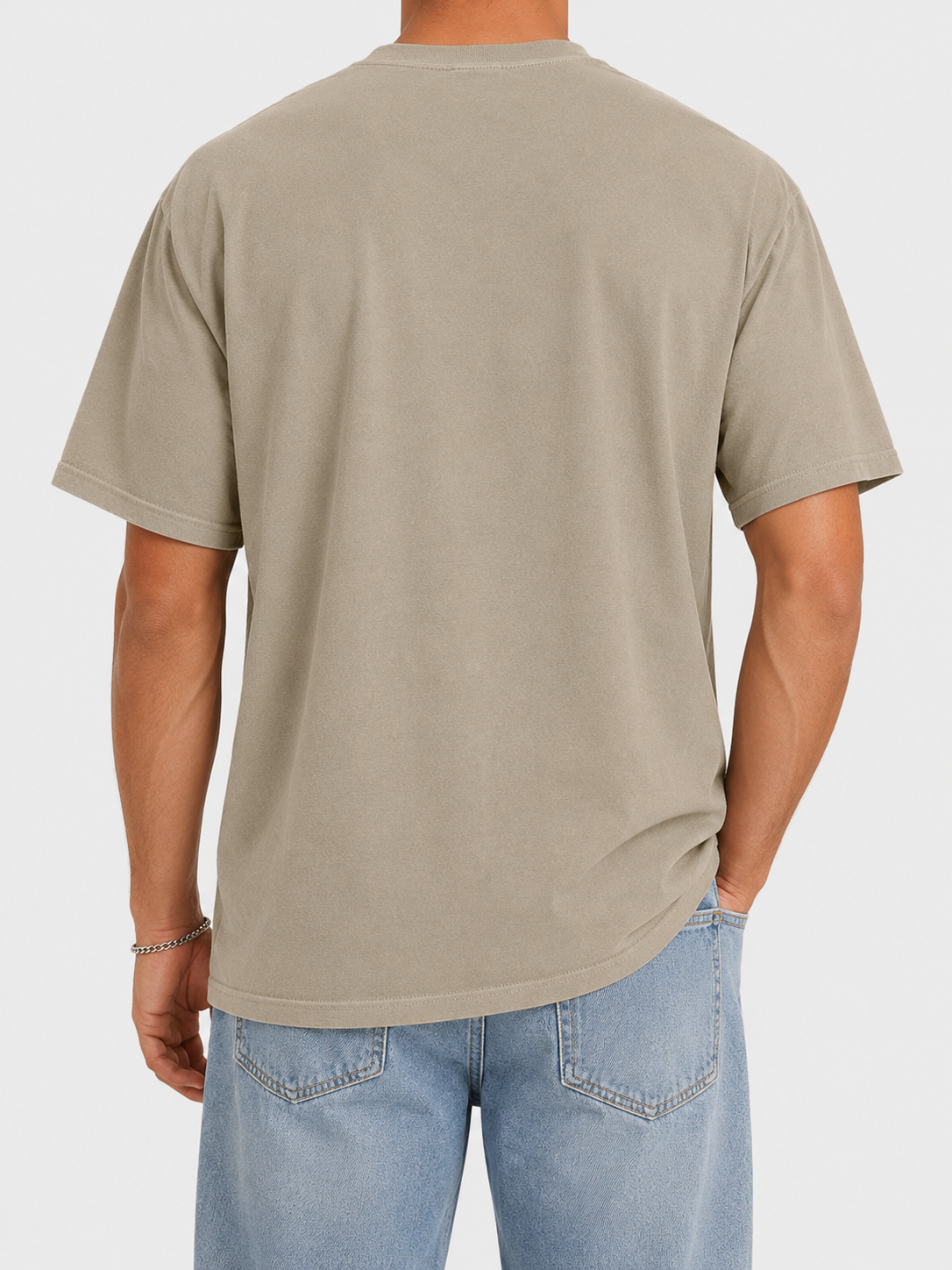 Back of the Ruxel Cowboy Desert Sand tee, plain with no print