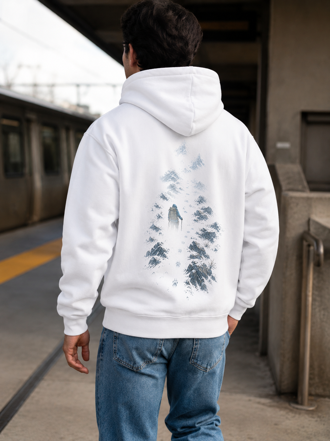 Back of Ruxel Call of the North Arctic White hoodie - Real Life Photo